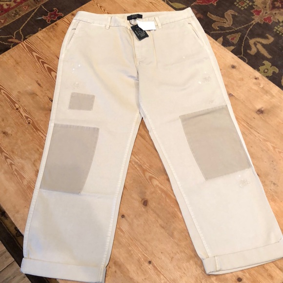 J. Crew Pants - NWT, J Crew distressed/patched chinos, size 12